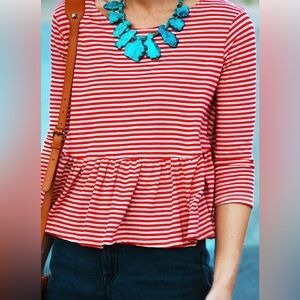 We the free women’s red and white striped crop top, long sleeve size extra small